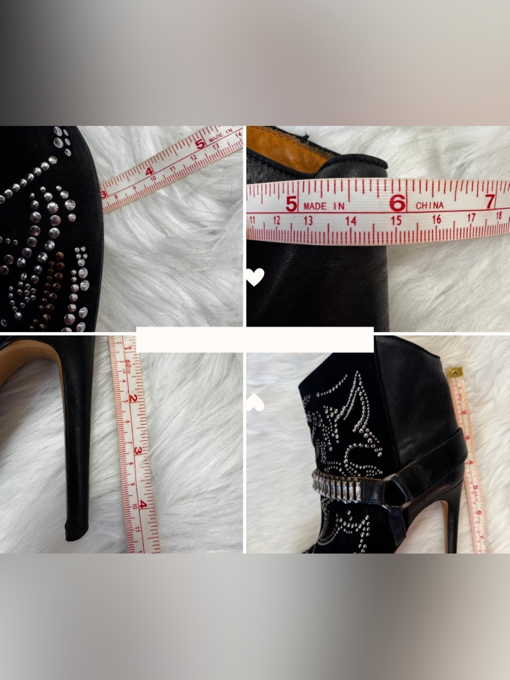 ISABEL MARANT Black Leather Suede Boots  Studded Western Ankle Rocker Sz 3 - Picture 17 of 17